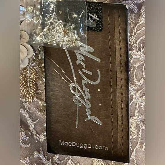 NWT MacDuggal 11121 Mocha Embellished Illusion Long Sleeve A-Line Ball Gown-Sz 8 - Picture 14 of 15